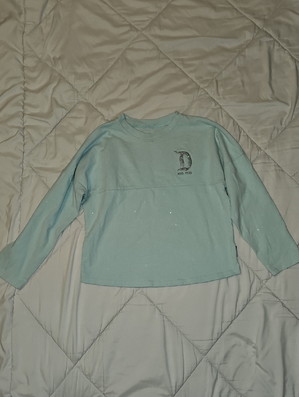 Disney Spirit Jersey Girls' Light Blue Long Sleeve Top with Embellished 'D'